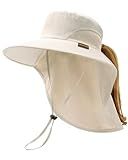Camptrace Sun Hats for Women Men UPF 50+ UV Protection Wide Brim Hiking Fishing Hat with Neck Flap, Beige