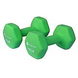 GYMENIST Pair of Dumbbells Set of 2 Soft Non Slip Grip Dumbbells Pair Covered with Neoprene (G306-15), Lime green, 15 lb Pair
