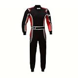 Geek Home One-piece Race Gear Racing Suit Karting/Race/Rally Go Kart Racing Suit Auto Racing Fire Suit SFI 3.2A/1（Black Red,L）
