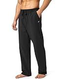 Pudolla Men's Cotton Yoga Sweatpants Athletic Lounge Pants Open Bottom Casual Jersey Pants for Men with Pockets (Black XX-Large)