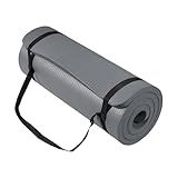 Yoga Mat 1-Inch Extra Thick High-Density Exercise Mat with Non-Slip Surface & Carry Strap for Men & Women Tear-Resistant Pilates Workout Mat for Home Gym, Floor Fitness, Graphite