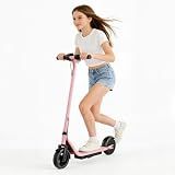 Electric Scooter for Kids Ages 6-14, 250W Motor, 9 MPH Max Speed, 10 Miles Range, LED Display, Dual Brake System, 6.5” Solid Tires, Lightweight Kids E-Scooter Pink