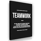 Teamwork Definition Wall Art Office Decor Canvas Print, Teamwork Noun, Network Inspirational Company Sign, Team Quote, Partners Modern Art (24" x 18" in)