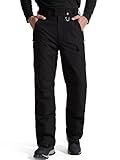 FREE SOLDIER Men's Waterproof Snow Insulated Pants Winter Skiing Snowboarding Pants with Zipper Pockets (Black Medium(34-36)/32L)