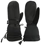 N'Ice Caps Men & Women Mittens Waterproof Winter Snow 100 Gram Thinsulate (Men's Large, Black)