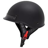CARTMAN Matte Black Half Helmet Large, DOT Approved Scooter ATV UTV