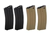 Lancer Tactical Full Metal M4/M16 300 Round High Capacity AEG Airsoft Magazine Clip High Tension Spring Feeds with Winding Wheel (Tan/Black X2)