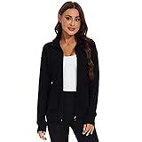 Meanzoo Women's Scrubs Jacket Zip Front Warm-up Jacket(Black,Small)