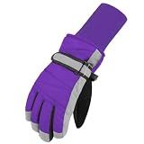 MAGARROW Kids Winter Warm Gloves Windproof Water-Resistant Snow Boys Girls Sport Gloves (Purple- Long Cuff, 6-7 Years Old)