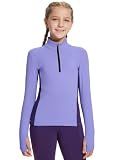 baleaf Girls Fleece Shirts Half Zip Long Sleeve Kids Winter Jacket Purple S