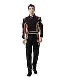 J-RACING® Racing Suit Karting Suit/Race/Rally Go Kart Auto Racing Driver Fire Suits SFI 3.2A/1 (Black/Red-L)