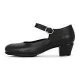 MANZANO 470 Women's Folklorico Dance Shoes with Nails, Leather, 5cm Heel - 7.5 US, 24.5 MX - Black