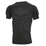 Men's Padded Compression Shirt Football Rib Protectors 6-Pads Chest Protector Padded Shirt Protective Gear for Adult Football Baseball Basketball Softball Rugby-XL