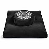 hunnidspace Meditation Cushion Set Zafu & Zabuton – Buckwheat Hull & Memory Foam, Adjustable Floor Pillow for Yoga, Meditation & Sitting, Removable Velvet Cover (Classic Black)