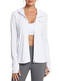 baleaf Women's UPF 50+ Sun Protection Jacket Lightweight UV Long Sleeve Hoodie for Hiking Outdoor Travel Fishing White M
