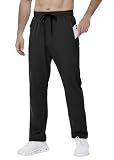 Nakvoc Mens Athletic Sweatpants Pants Water Resistant Quick Dry Lightweight Workout Hiking Sweatpants with Pockets(Black XL)