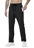 Nakvoc Mens Athletic Sweatpants Pants Water Resistant Quick Dry Lightweight Workout Hiking Sweatpants with Pockets(Black XL)