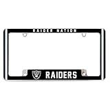 NFL Las Vegas Raiders “Raider Nation” Premium Full Color Long Lasting Zinc Alloy Chrome Plated Team License Plate Frame - 4 Screw Tag Holder with Highlighted Team Pride Cheer