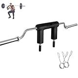 MegaChoice Safety Squat Bar 700LB,Steel Fitness Squat Olympic Bar With 2 Xbarbell Clips,Neck & Shoulder Pad,Strength Training Bars Fits 2" Olympic Plates(Without Weights)