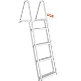 VEVOR Removable Dock Ladder 4 Steps, 350 lbs Load Capacity, Pontoon Boat Ladder with 4'' Wide Step & Nonslip Mat for Ship/Lake/Pool/Marine Boarding