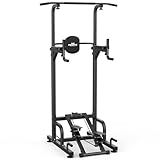 RELIFE REBUILD YOUR LIFE Power Tower Pull Up Bar Station Workout Dip Station for Home Gym Strength Training Fitness Equipment (Black-01)