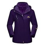 MAGCOMSEN Women's 3-in-1 Winter Ski Jacket - Waterproof, Insulated, Fleece - Dark Purple