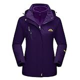 MAGCOMSEN Winter Coats for Women 3 In 1 Ski Snow Jacket Women Fleece Waterproof Insulated Skiing Raincoat Dark Purple M