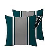 2pcs Football Style Throw Pillow Covers 18 x 18 Inch Linen Material Pillow Case Decoration for Philadelphia Home Sofa Couch