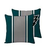 2pcs Football Style Throw Pillow Covers 18 x 18 Inch Linen Material Pillow Case Decoration for Philadelphia Home Sofa Couch