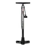 Schwinn Air Center Floor Bike Pump, Pumps 120 Max PSI, Dual Head Fits Schrader and Presta Valve Types, Pressure Gauge Not Included, Wide Metal Base, Black