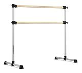 VITA Barre Portable Freestanding Double Ballet Barre, Prodigy, 4 Ft Bars, Satin Silver | Adjustable Height, USA Made, Home or Gym Exercise Equipment for Kids & Adults | Dance, Fitness, Pilates