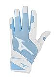 Mizuno Finch Women's Softball Padded Batting Glove, Light Blue, Medium