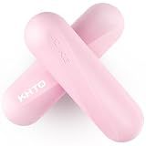 KHTO Food Grade Silicone Dumbbell Weight Bars for Women, Pink (2.2 LB | 4.4 LB Pair), Non-Slip Hex Sides Dumbbell Set for Home Gym Workout, Walking, Yoga, Dance, Barre, Pilates