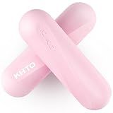 KHTO Food Grade Silicone Dumbbell Weight Bars for Women, Pink (2.2 LB | 4.4 LB Pair), Non-Slip Hex Sides Dumbbell Set for Home Gym Workout, Walking, Yoga, Dance, Barre, Pilates