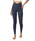 SEAJOJO Leggings for Women High Waist V Crossover, Buttery Soft Tummy Control Workout Running Yoga Pants Navy Blue