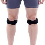 JUSDIQIR Knee Braces for Women and Men, Patella Tendon Knee Strap, Adjustable Non-Slip Knee Patella Band Stabilizer Knee Brace for Jumpers Knee, Basketball, Volleyball, Jogging (2, Black)