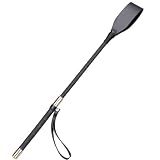 Pwfkgo 18 Inch Riding Crop Horse Whip, Premium PU Leather Equestrian Training Crop with Non-Slip Handle, Durable Double Slapper, Black