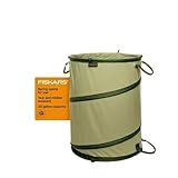 Fiskars Kangaroo Collapsible Spring Up Garden Bag for Yard Waste, Grass, Branches & Weeds, Tear & Mildew Resistant Vinyl-Coated Polyester, Folds Flat to 3 Inches for Space-Saving Storage, 30 Gallon