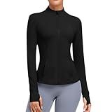 Cighay Women's Athletic Full Zip Lightweight Workout Jacket With Pockets Running Slim Fit Yoga Sportwear With Thumb Holes