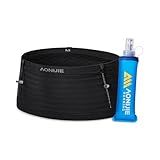 Running Belt for Men Women with 250ml Water Bottle, Lightweight Reflective Waist Pack for Running, Hiking, Training - M