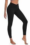 BCOFUI Womes Crossover High Waisted Yoga Pants Leggings Black