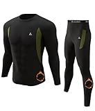 Long Johns for Men, Thermal Underwear Set Winter Hunting Gear Sport Base Layer Top and Bottom Midweight Black XL