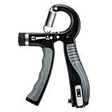 JTHEW Grip Strength Trainer - Adjustable Resistance 11-132lbs/5-60kg Hand Gripper & Forearm Strengthener Device with Smart Counter for Sports & Rehab (black grey, 5-60kg)