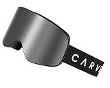 CARVE Frother Snow Goggles, Matte Black/Gray Silver Mirror Lens, Cylindrical Anti-Fog Ski & Snowboard Goggles, Helmet Compatible