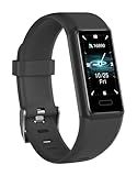 Cloudpoem Fitness Tracker, Fitness Watches for Women Men Pedometer Watch with 24/7 Heart Rate Monitor Sleep Tracker Step/Calorie Counter Stopwatch IP68 Waterproof Activity Trackers (Dark Black)