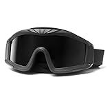QWORK Outdoor Sports Military Airsoft Tactical Goggles with 3 Interchangable Lens for Riding, Black