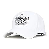 ililily Premium Pirate Skull Lightweight Athletic Tennis Cap Sport Workout Hat, Pirate-Tennis-White, Medium