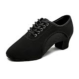 MSMAX Ballroom Dance Shoes Women Black Character Shoes Latin Dancing Heels Jazz Rhythm Irish Dance Shoes 5CM Heel 7 M US Women