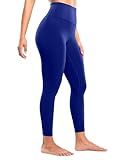 ENERBLOOM Workout Leggings for Women Yoga Pants 7/8 High Waisted Athletic Tights Silky Feeling Soft Gym Activewear Lounge 25" Crashed Blue XX-Small