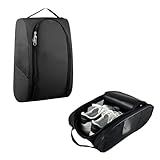 YKuzLx Portable Oxford Golf Shoes Bag, Sports Shoe Bag with Ventilation, Waterproof Travel Shoes Bag, Shoes Storage Organizer with Zipper Closuren for Outdoor, Sports, Golf, Travel, Gem (Black2)